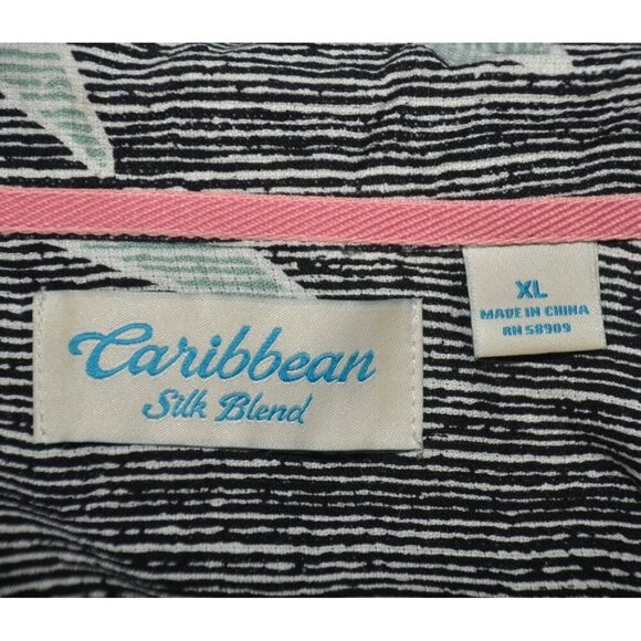 Caribbean Gray Hawaiian Camp Shirt Size XL Silk Blend Resort Beach - Picture 8 of 10